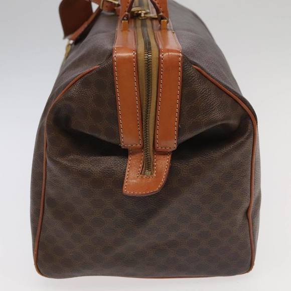 CELINE Macadam Canvas Boston Bag PVC Leather Brown Gold Auth 99360 - Picture 3 of 16